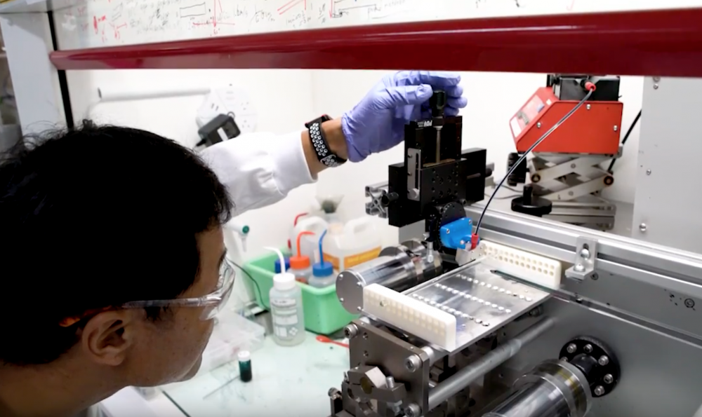 Laboratory worker creating perovskite cells