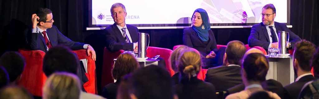 Telstra Nada Kalam with ARENA CEO Ivor Frischknecht on the panel at the launch of the Business of Renewables report