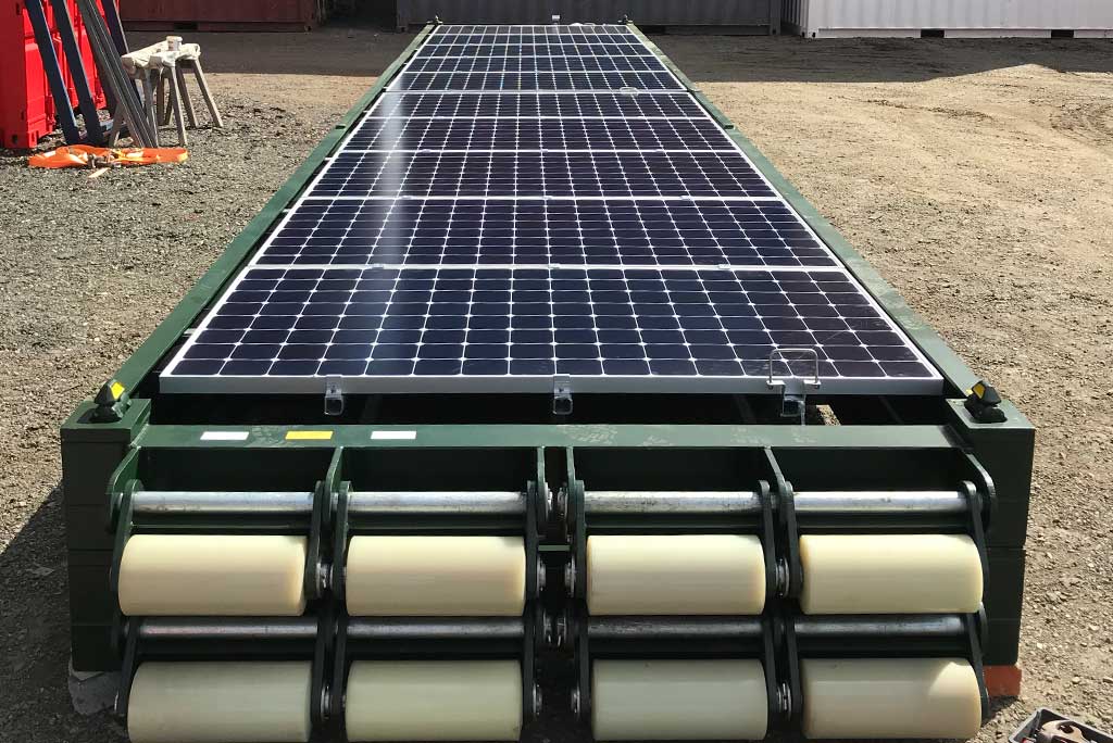 Container Roll-Out Solar System solar panels