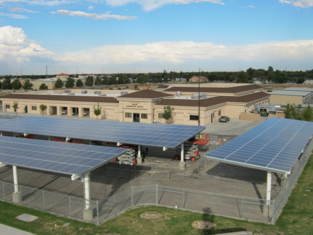 Solar panels at Miller Elementary School in Lancaster