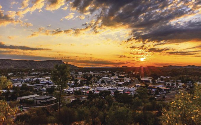Sun setting over Alice Springs