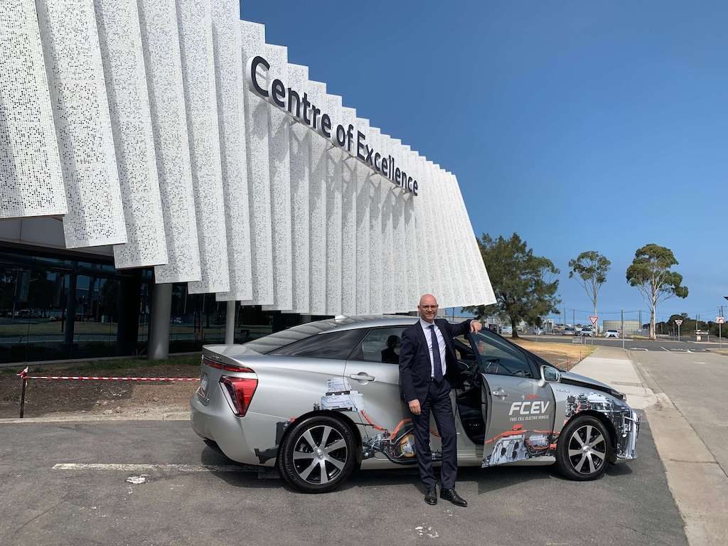 Darren Miller with the Toyota fuel cell vehicle