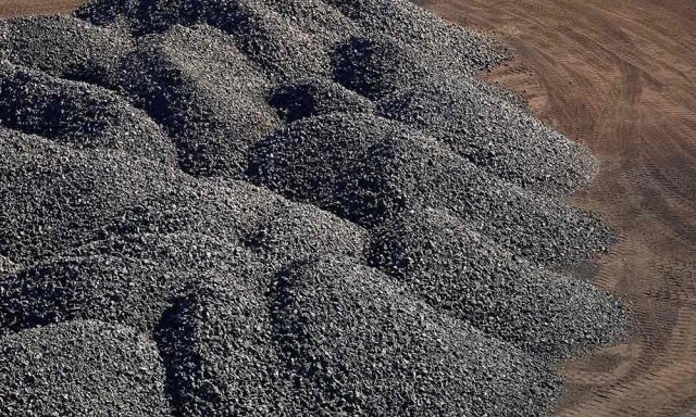 Stockpiled ore at a manganese mine