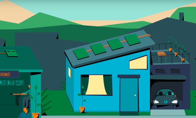Rooftop solar panels animation