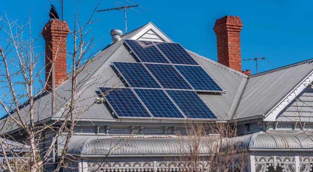 Solar panels on roof of Australian home