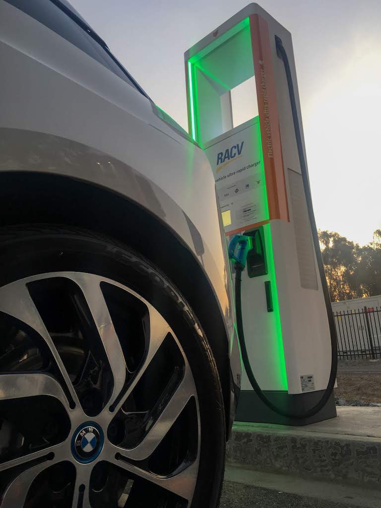 Car charging at Chargefox EV network at Euroa