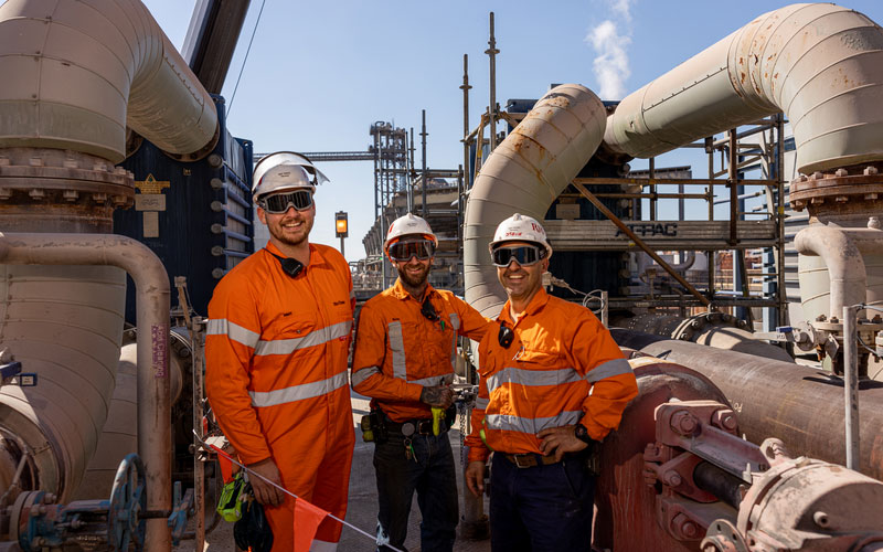 Feature image: Workers at Rio Tinto's Yarwun alumina refinery
