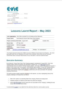 Cover of Evie Lessons Learnt report May 2023 - Future Fuels report