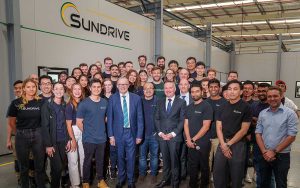 Prime Minister Anthoby Albanese and SunDrive staff at the official opening of the Kurnell facility