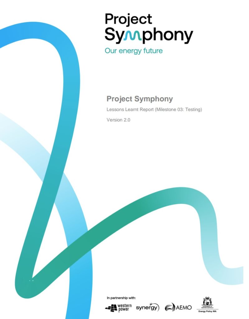 Western Power - Project Symphony - Lessons Learnt Report Milestone 03 Testing - Cover