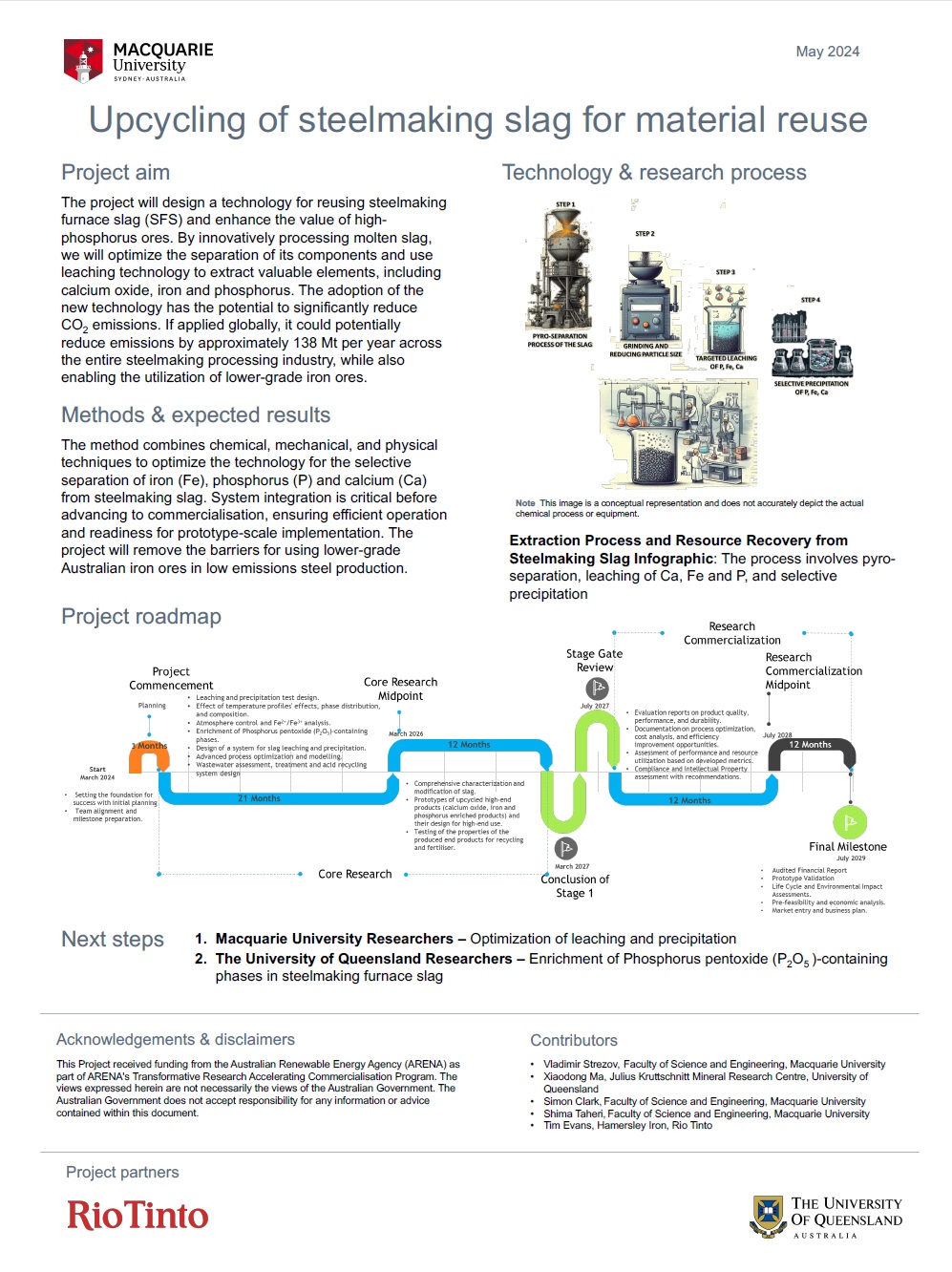 Macquarie University – upcycling of steelmaking slag for material reuse project - poster - cover
