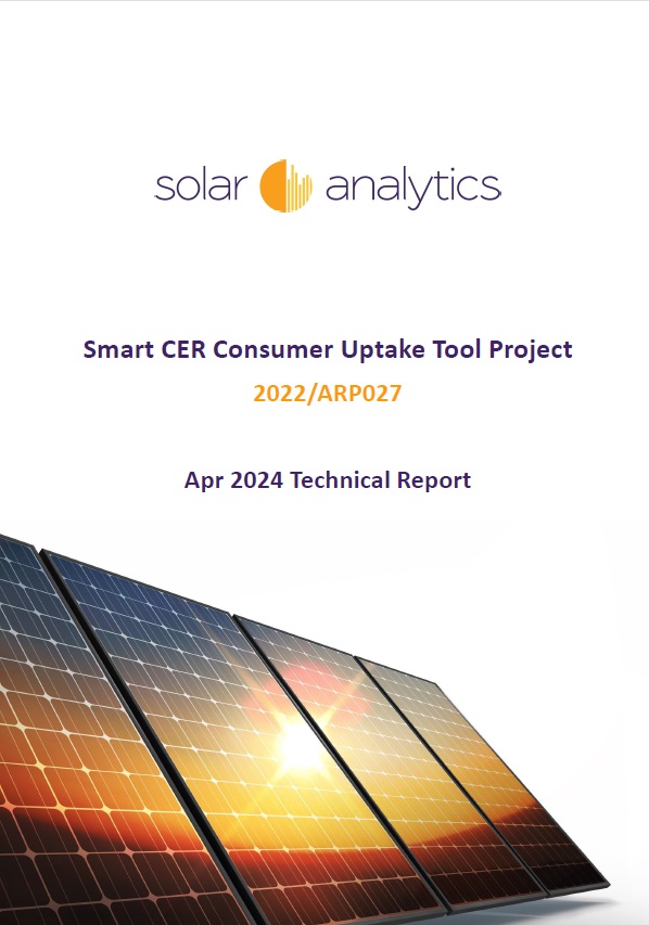 Solar Analytics - Smart CER Consumer Uptake Tool - 2024 Technical Report - cover